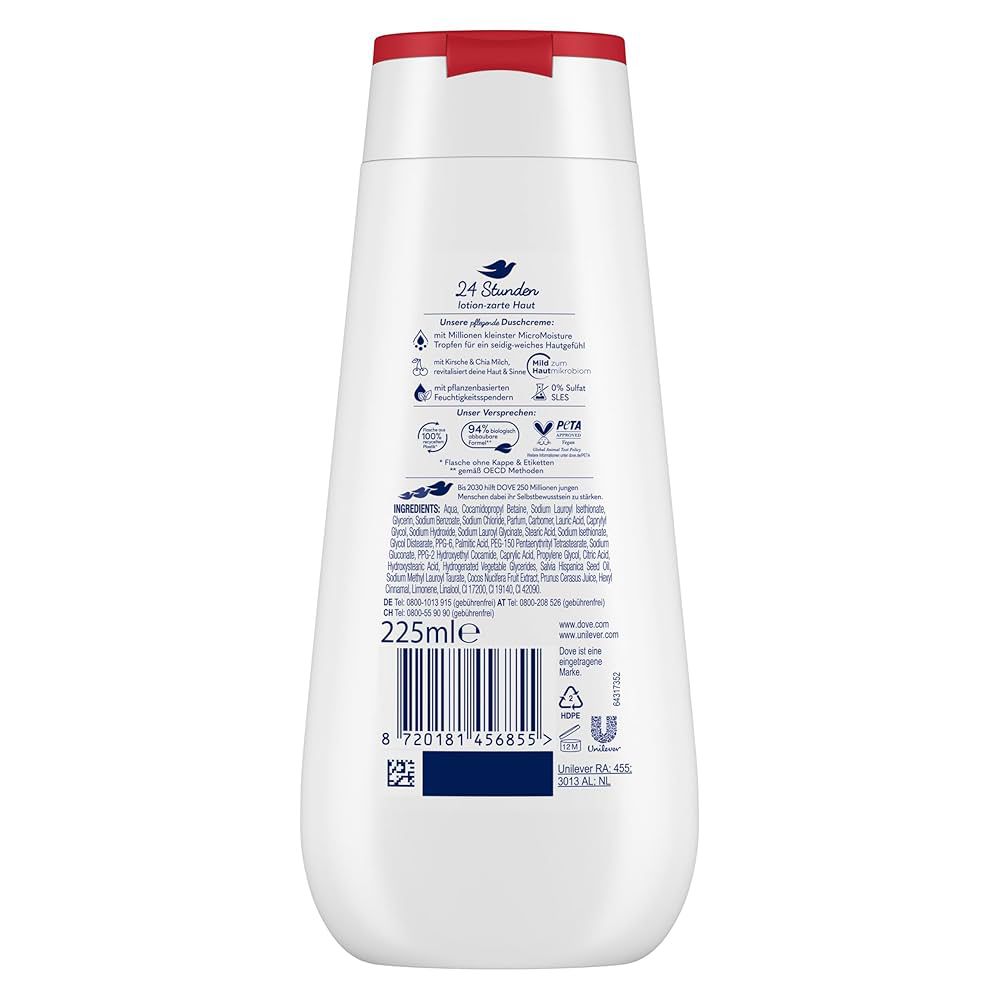 Dove Advanced Care Douchecrème Vitaliserende Verzorging Kers & Chia Melk 225 ml