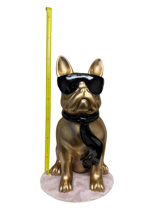 Decoratief beeld - Franse bulldog met zonnebril - polyresin - 60 cm (nieuw)