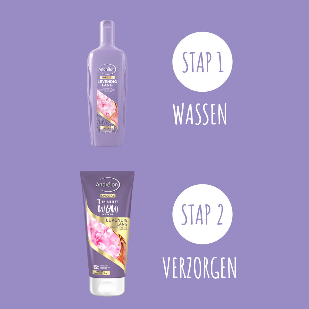 Andrélon 1 Minuut Wow Masker Levendig Lang 180 ml