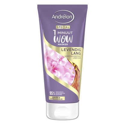Andrélon 1 Minuut Wow Masker Levendig Lang 180 ml