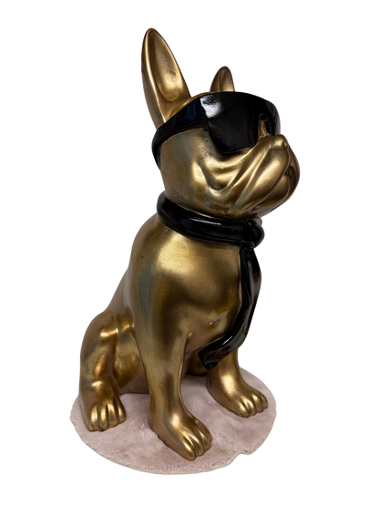 Decoratief beeld - Franse bulldog met zonnebril - polyresin - 60 cm (nieuw)