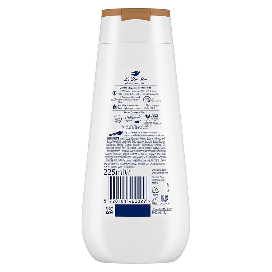Dove Advanced Care Douchecrème Intensieve Verzorging & Olie Arganolie 225 ml