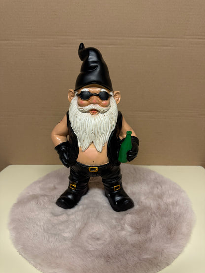 Decoratief Beeld - Kabouter Met Bierfles - Polyresin - 32 cm (nieuw)