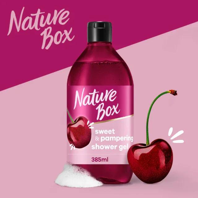 Nature Box Cherry Douchegel 385 ml - achterkant verpakking