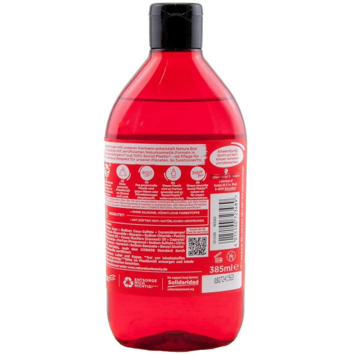 Nature Box Granaatappel Douchegel 385 ml - verzorgende douchegel met granaatappelolie Achterkant