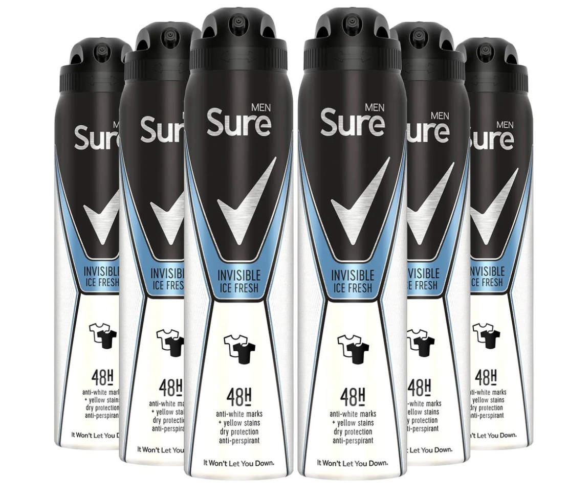 Sure (Rexona) Invisible Ice Deodorant Spray 6 x 150 ml