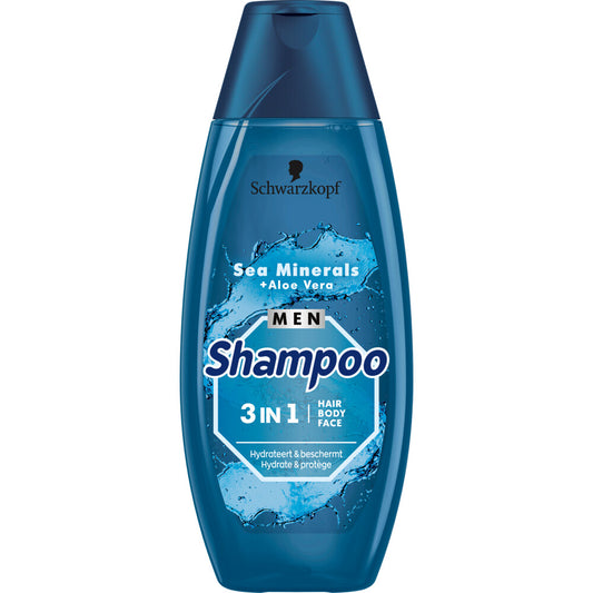 Schwarzkopf Men Shampoo 3 in 1 Hair-Body-Face Sea Minerals + Aloe Vera 400 ml