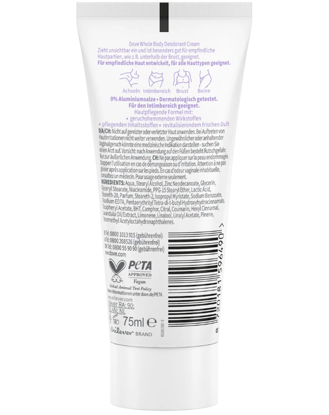 Dove Whole Body Deodorant Cream Lavender & Camomile 75 ml