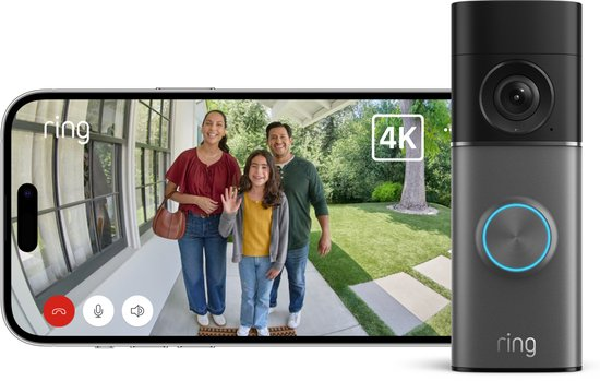 Ring videodeurbel met livebeeld van bezoekers op een smartphone